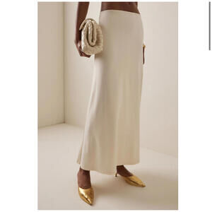 JOHANNA ORTIZ beige champagne satin maxi slip skirt sz L
